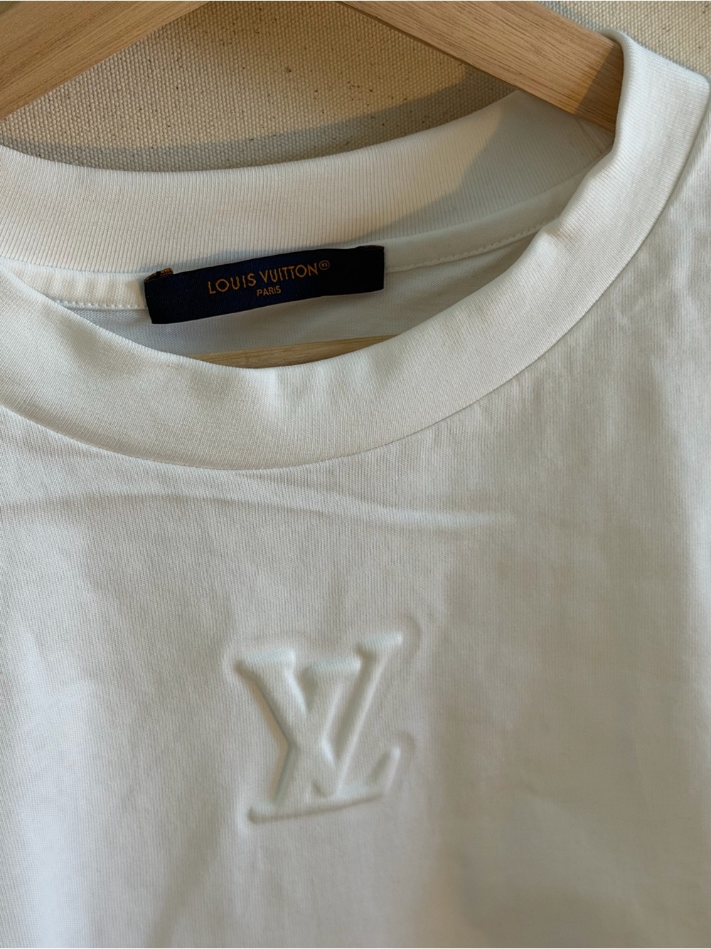 Louis Vuitton White Oversized Tonal Embroidered LV Tee - Picture 7 of 7